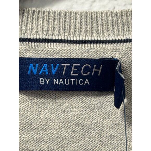 Nautica Mens Navtech V-Neck Sweater Sz Large Grey sweater. NWT - Picture 2 of 12